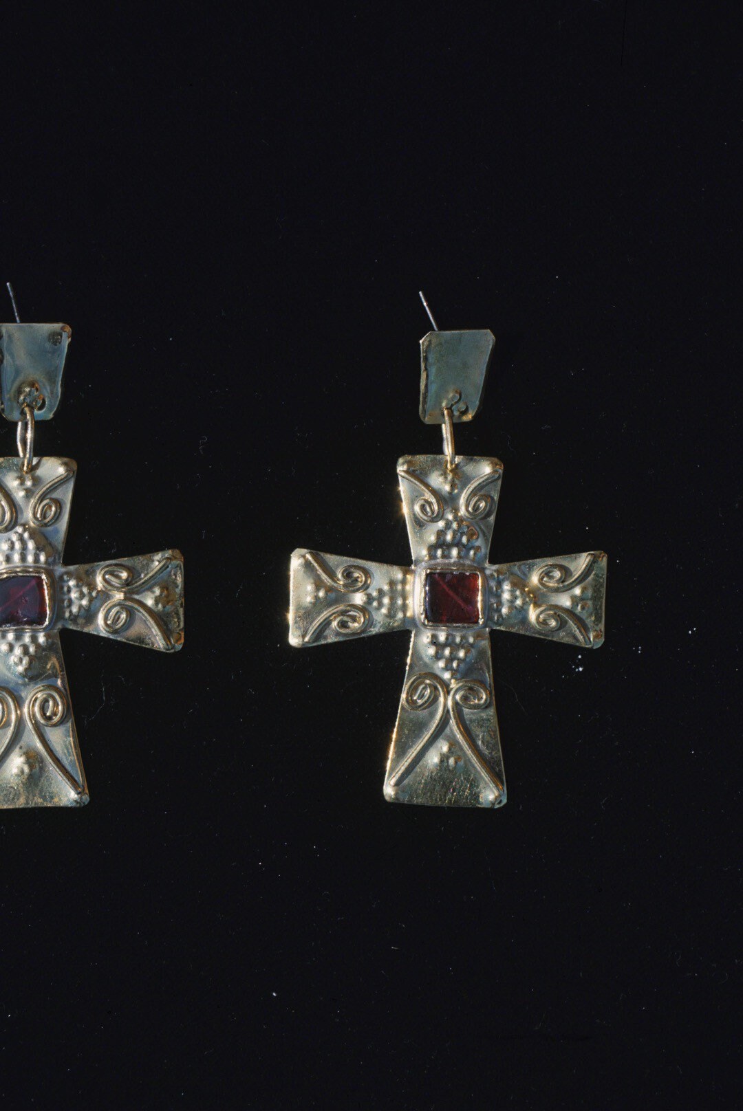 Godiva Garnet Cross Earrings: Medieval Byzantine Jewelry