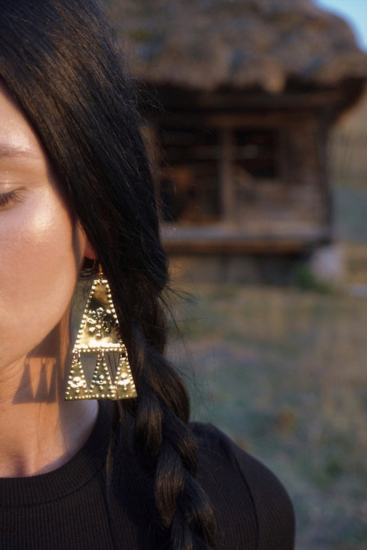 Zorya Brass Slavic Earrings: Medieval Amulets