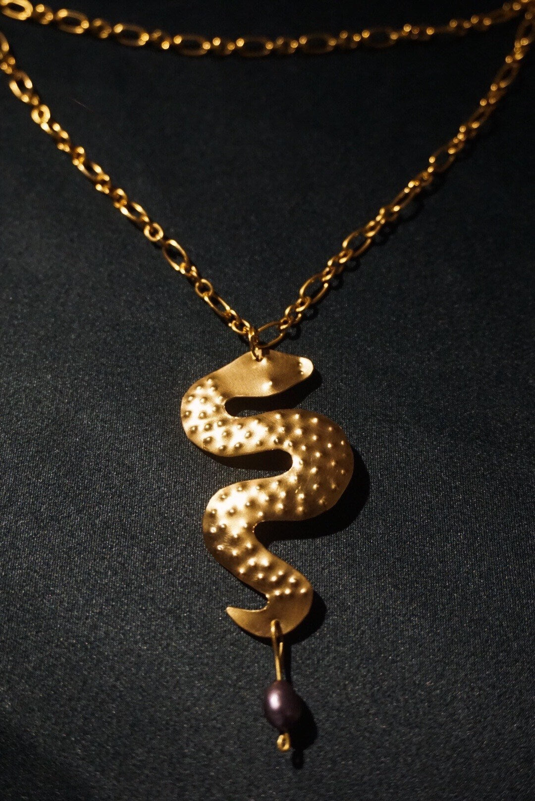 Handmade Brass Serpent Necklace: Ancient Greek Medusa Snake Pendant