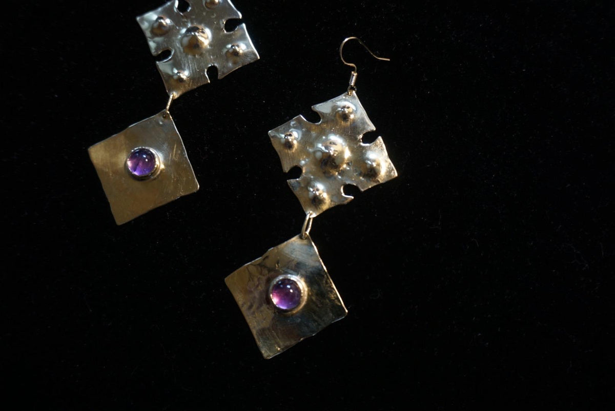 Medieval Diamond Yara Earrings: Amethyst Witchy Jewelry