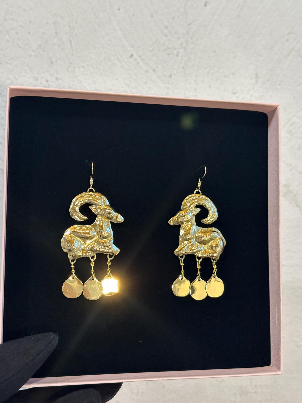 Minoan Goat Earrings: Handmade Brass Statement Jewelry