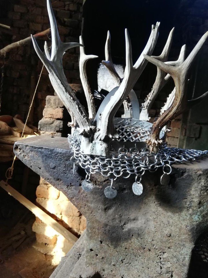 Beltane II Antler Crown Headpiece: Pagan Norse Shaman Mask (PRE-ORDER)