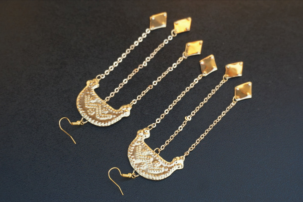 Lelya Earrings: Brass Slavic Amulets - Love and Joy Talismans
