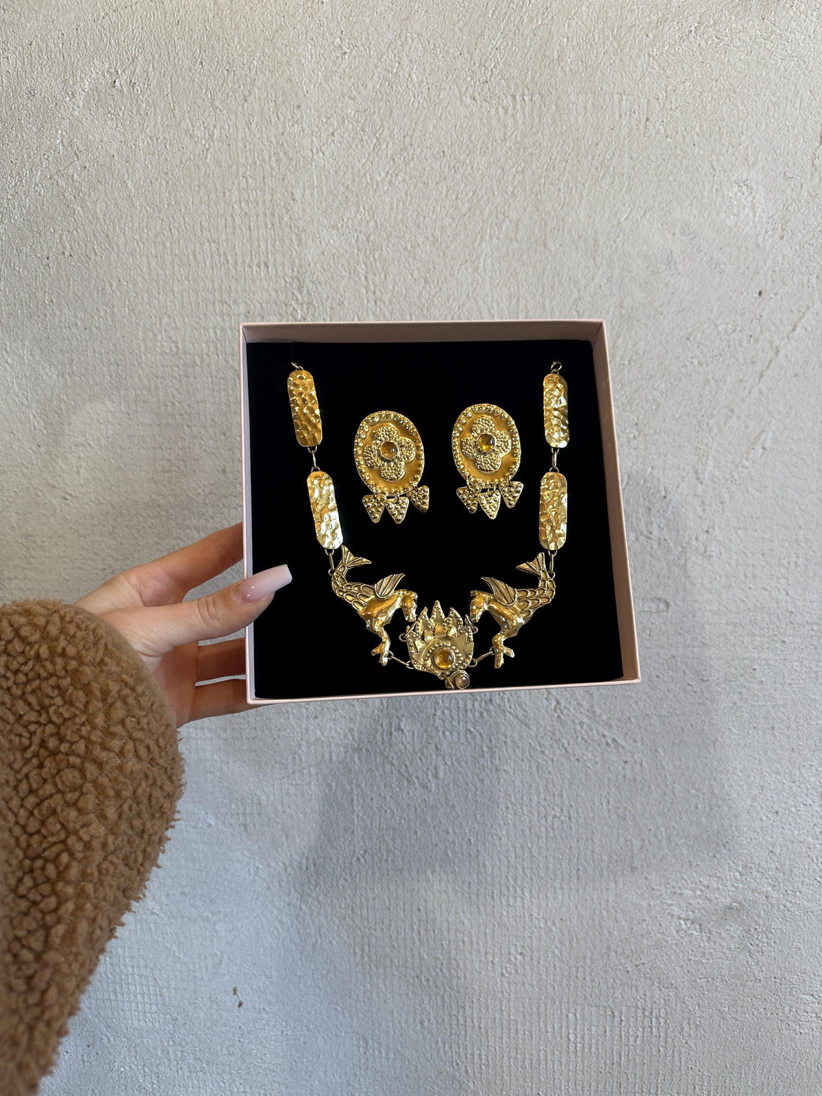 Sól Brass and Citrine Earrings: Nordic Bronze Age Jewelry