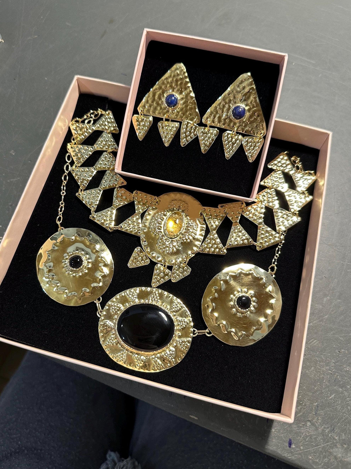 Sól Brass Citrine Choker: Nordic Bronze Age Goddess Necklace (PRE-ORDER)