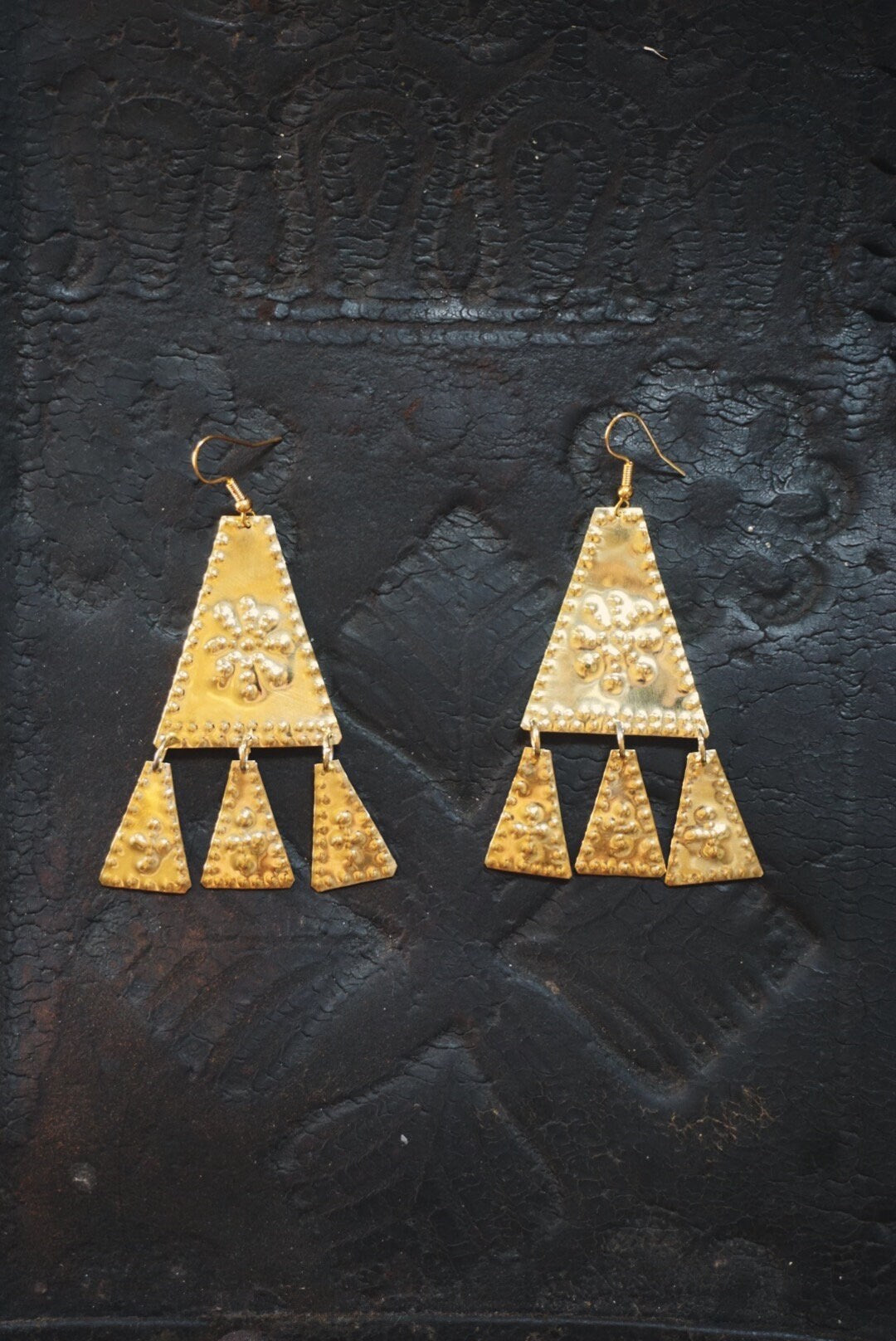 Zorya Brass Slavic Earrings: Medieval Amulets
