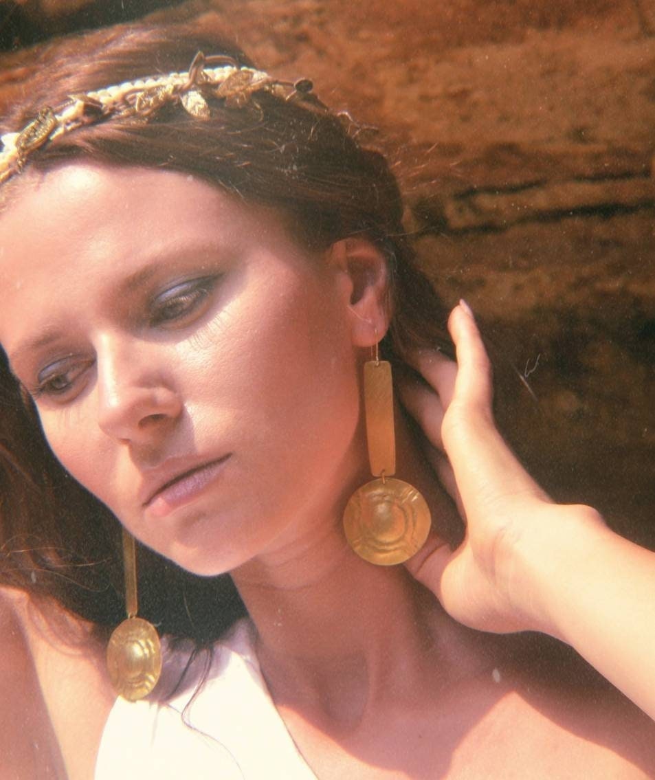 Venus Caelestis Earrings: Handmade Brass Ancient Goddess Jewelry