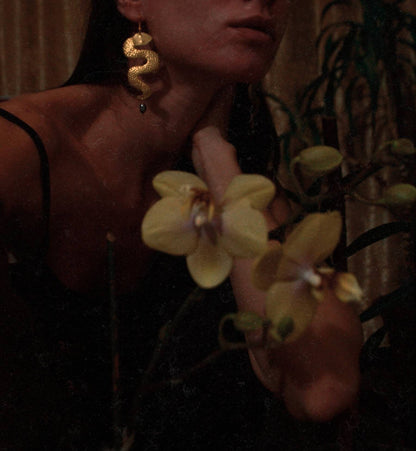 Handmade Brass Serpent Earrings: Ancient Greek Medusa Jewelry