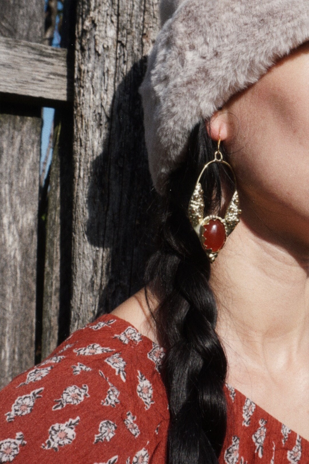 Mandukhai Agate Brass Earrings: Mongolian Silk Road Jewelry
