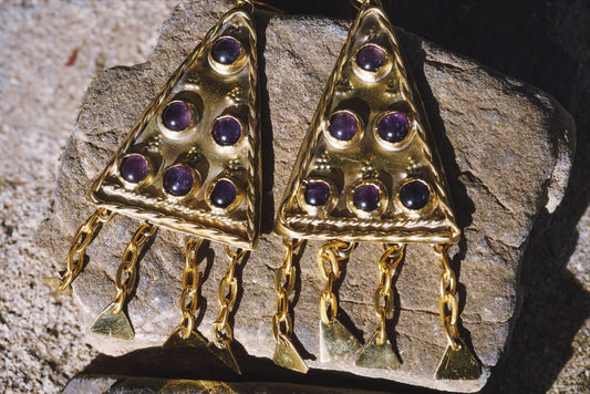 Zerynthia Earrings: Brass Amethyst Sarmatian Adornments
