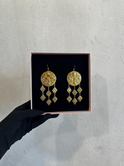 Mokosa Brass Earrings: Slavic Goddess Amulets, Viking Jewelry