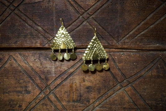 Ethnic Handcrafted Brass Earrings : Oriental Gypsy Jewelry