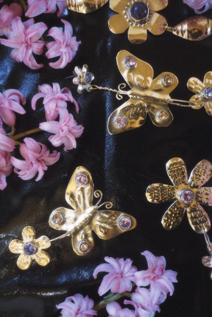 Butterfly Maiden Earrings: Fairycore Dangle Earrings, Fairy floral Jewelry with zircons
