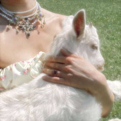 Byzantius & Leofflaed Handmade Necklaces Set: Beaded Pearl Gemstone Choker, Reinassance Jewelry