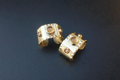 Zarnitsa Brass Hair Braid Beads: Hair Jewelry with Citrine & Zircon (Set of 2)