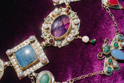 Psyche Necklace: Ornate Gemstone Statement Ancient Greek Jewelry