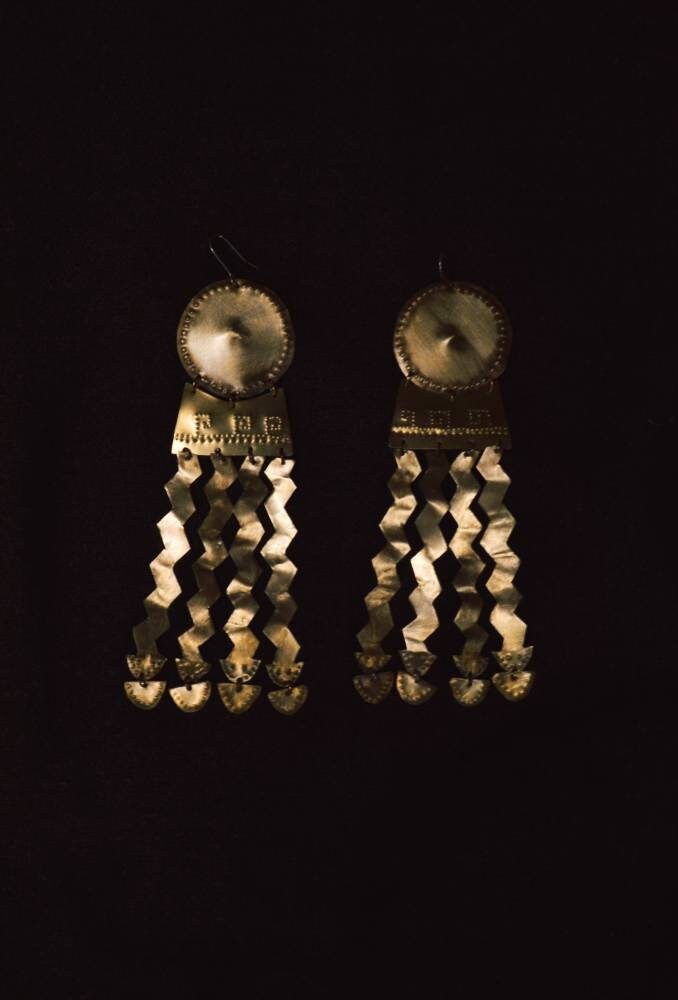 Akna Handmade Brass Aztec Earrings: Precolombino Fertility Amulet