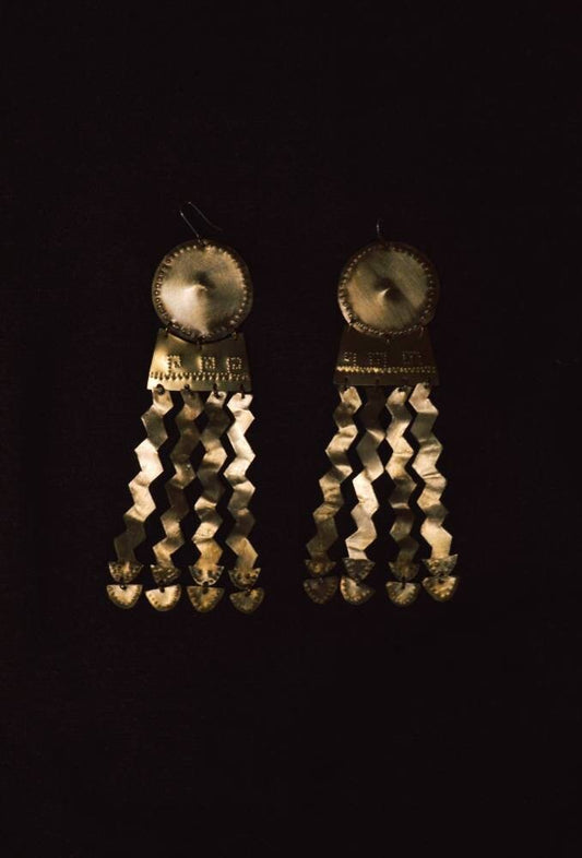 Akna Handmade Brass Aztec Earrings: Precolombino Fertility Amulet