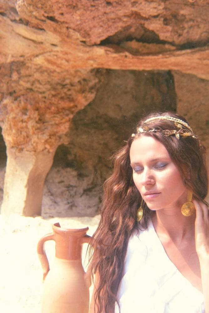 Venus Caelestis Earrings: Handmade Brass Ancient Goddess Jewelry