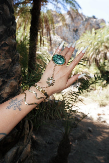 Wadjet Hand Ornament, Ancient Egyptian Serpent Jewelry with Triple Bracelet