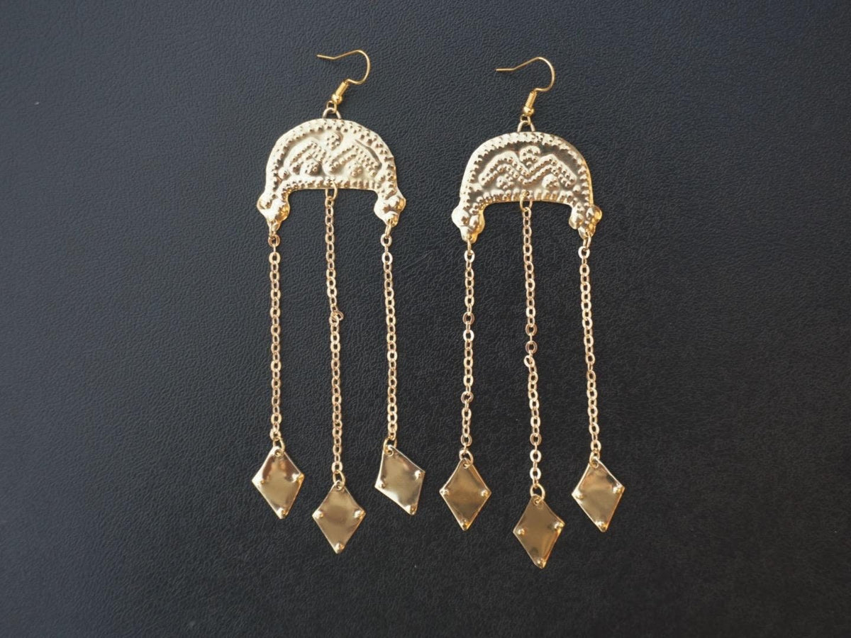Lelya Earrings: Brass Slavic Amulets - Love and Joy Talismans