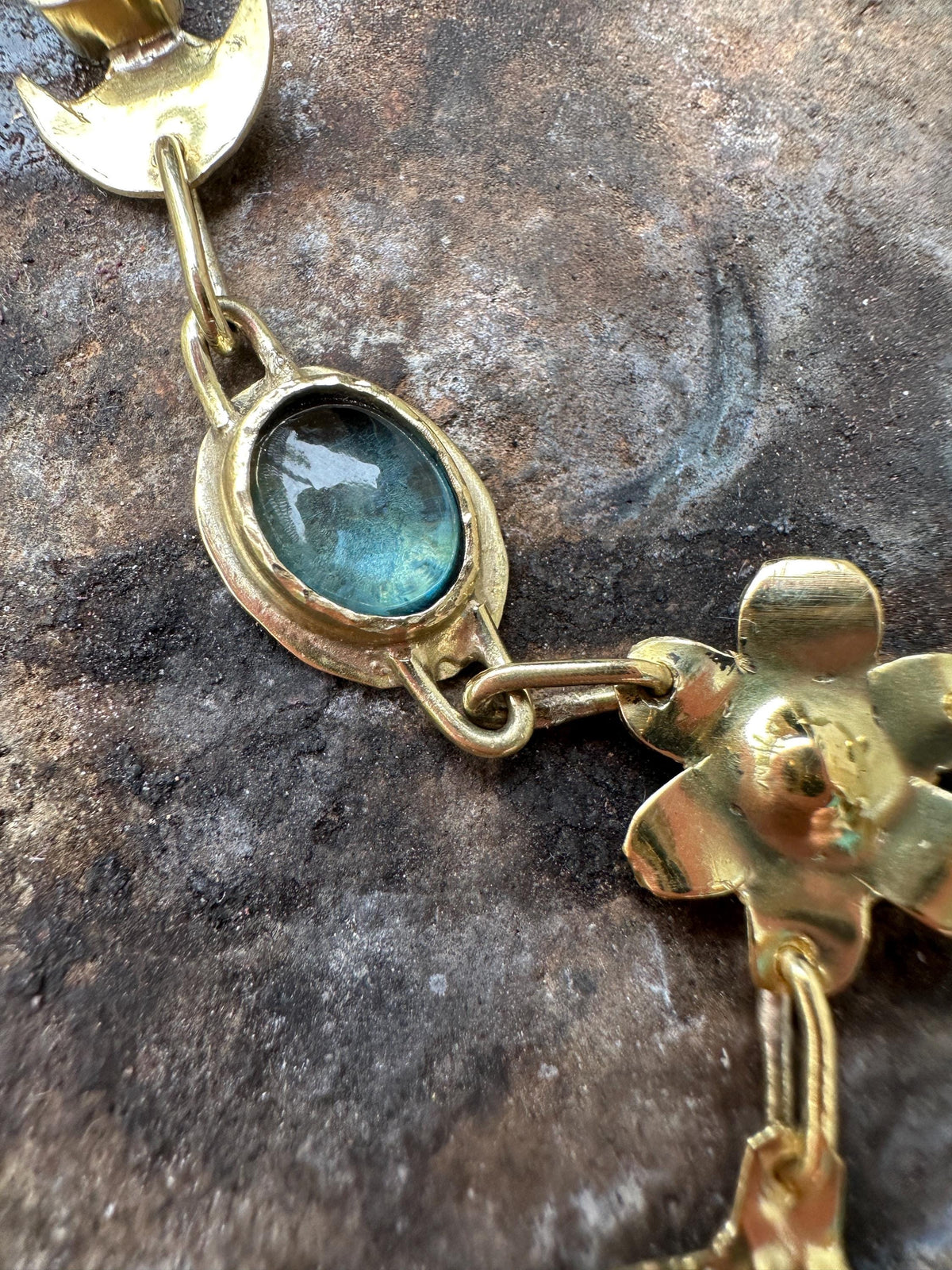 Diana Lunula Necklace: Roman Moon Goddess, Gold Necklace with Natural Gemstones, Ancient inspired Jewelry