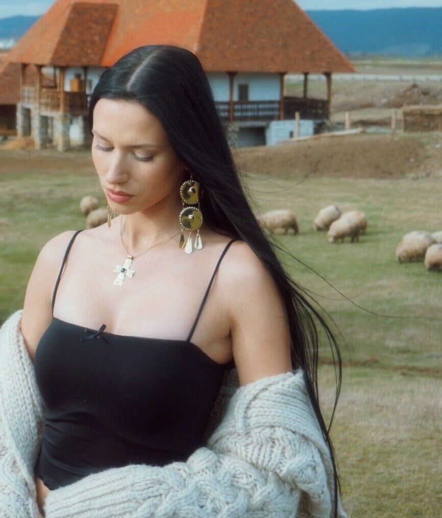 Vesna Earrings: Handcrafted Brass Slavic Goddess Jewelry