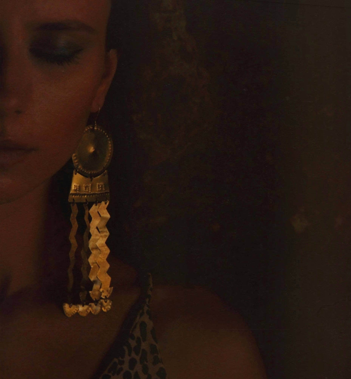 Akna Handmade Brass Aztec Earrings: Precolombino Fertility Amulet
