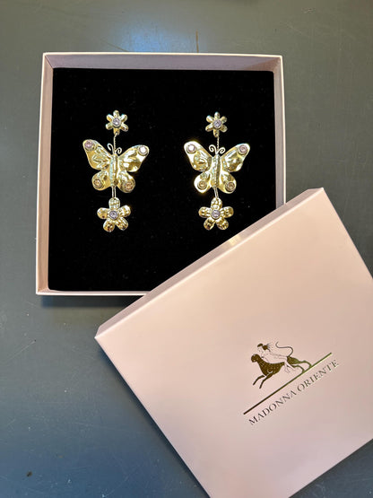 Butterfly Maiden Earrings: Fairycore Dangle Earrings, Fairy floral Jewelry with zircons