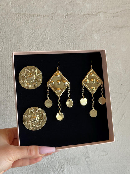 Draha Brass Earrings: Slavic Viking Medieval Amulets