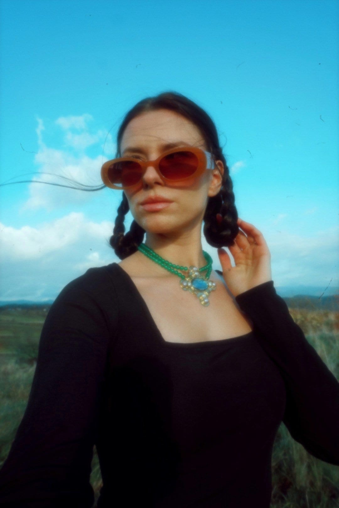 Estrilda Labradorite Beaded Choker: Anglo-Saxon Byzantine Style Necklace, Crystal Healing Amulet Necklace