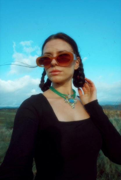Estrilda Labradorite Beaded Choker: Anglo-Saxon Byzantine Style Necklace, Crystal Healing Amulet Necklace