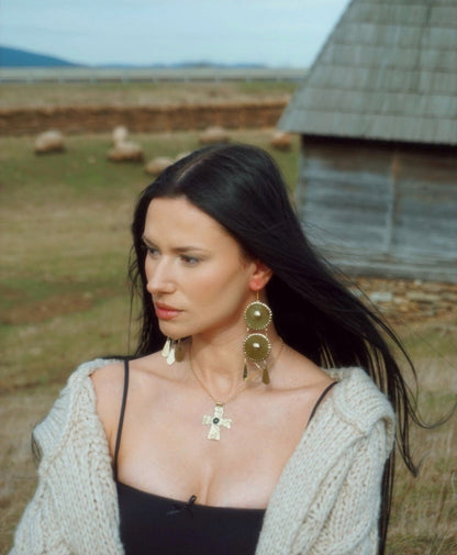 Vesna Earrings: Handcrafted Brass Slavic Goddess Jewelry