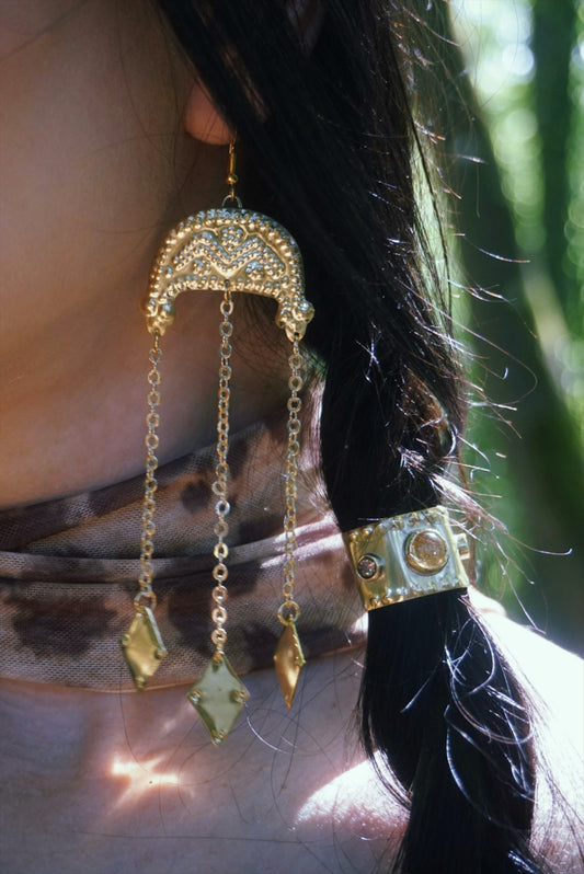 Lelya Earrings: Brass Slavic Amulets - Love and Joy Talismans