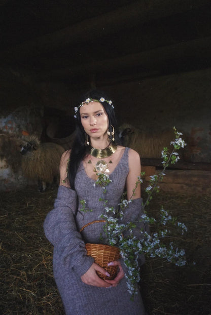 Bronze Age Shield Necklace: Handmade Brass Viking Collar Costume Statement Necklace