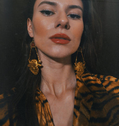 Satyr Face Earrings: Handmade Brass Ancient Greek Jewelry