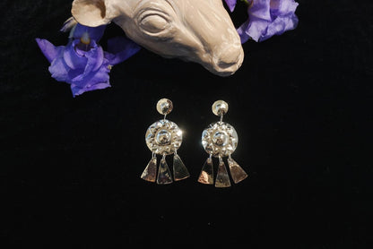 Morrigna Earrings: Brass Solar Shield, Celtic Jewelry