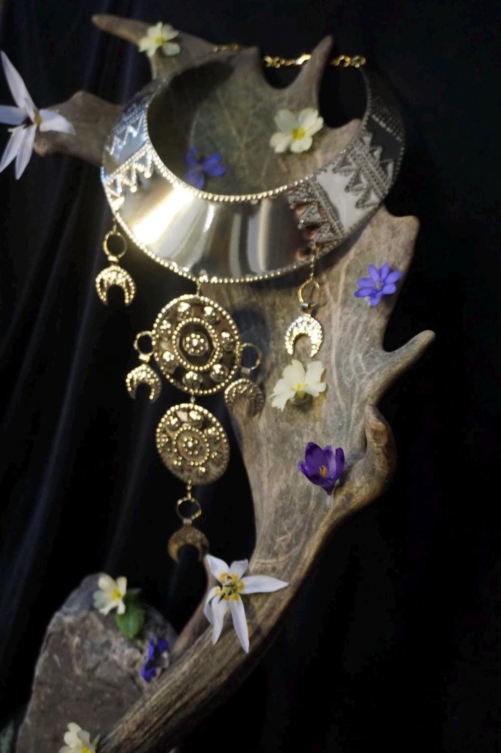 Bronze Age II Shields Statement Necklace: Nordic Viking Goddess Jewelry