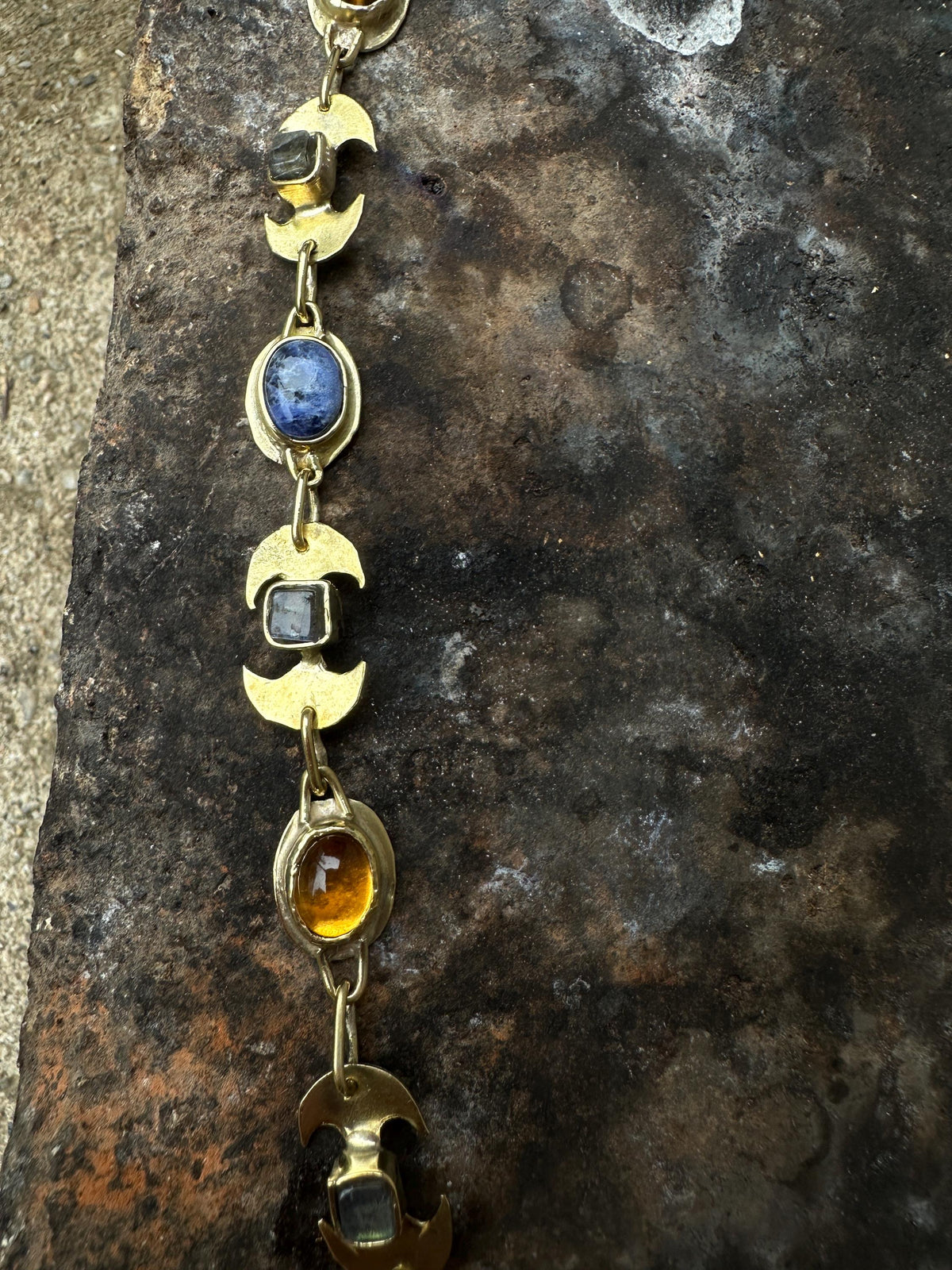 Diana Lunula Necklace: Roman Moon Goddess, Gold Necklace with Natural Gemstones, Ancient inspired Jewelry