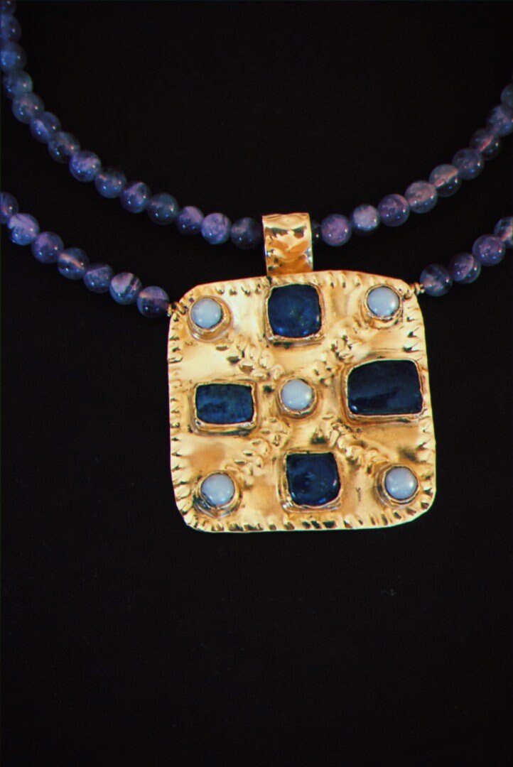 Mildthryth Necklace: Beaded Byzantine Choker with Lapis Lazuli and Pearls (PRE-ORDER)