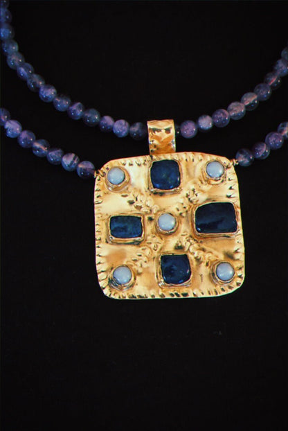 Mildthryth Necklace: Beaded Byzantine Choker with Lapis Lazuli and Pearls (PRE-ORDER)