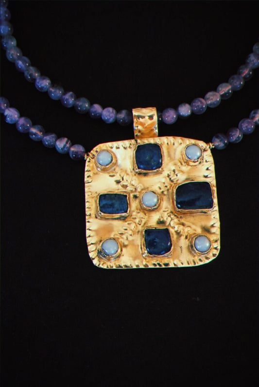 Mildthryth Necklace: Beaded Byzantine Choker with Lapis Lazuli and Pearls (PRE-ORDER)