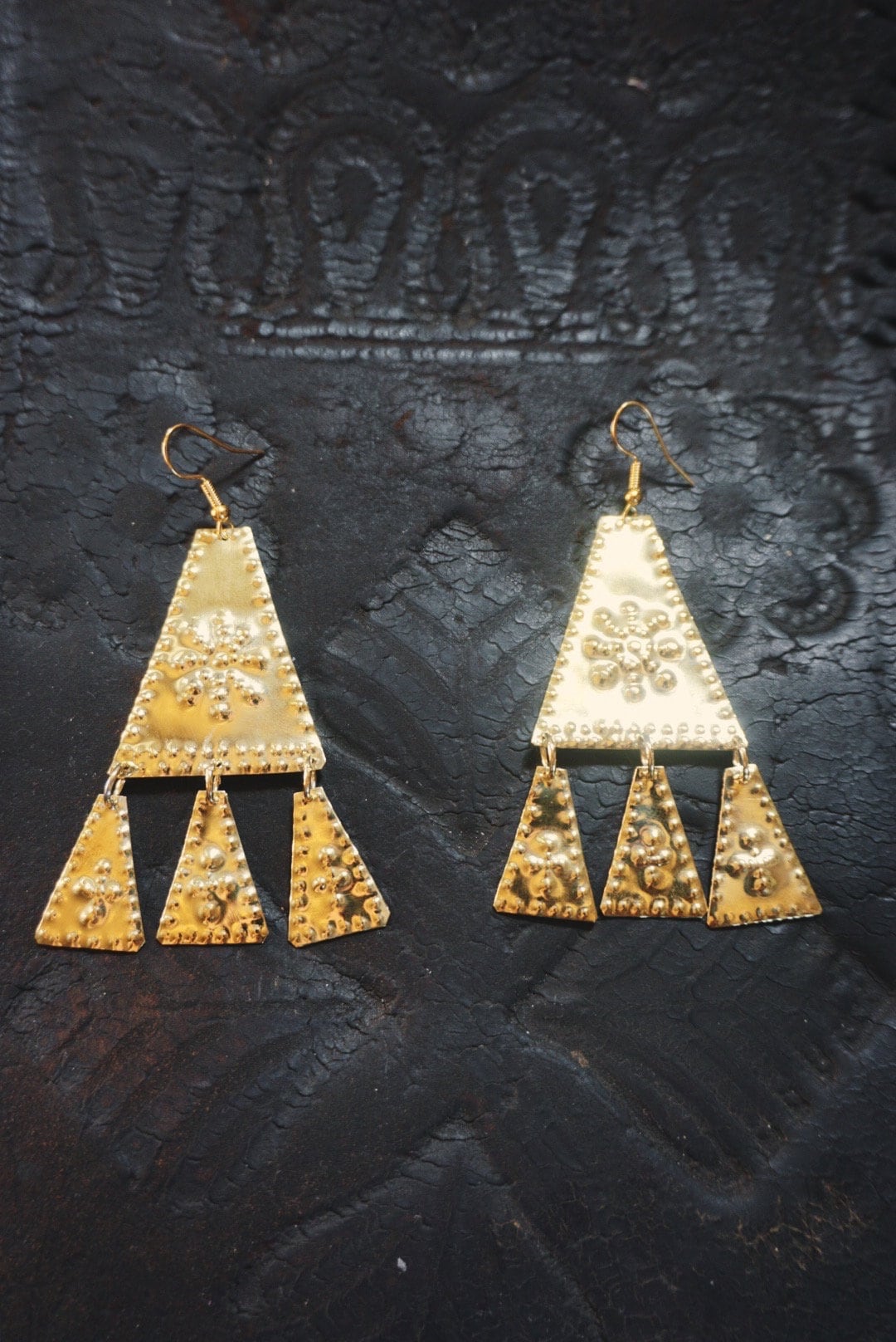 Zorya Brass Slavic Earrings: Medieval Amulets