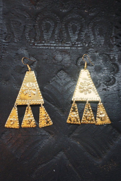 Zorya Brass Slavic Earrings: Medieval Amulets