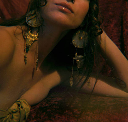 Minotaur Earrings: Handmade Brass Bull Head, Ancient Greek Jewelry