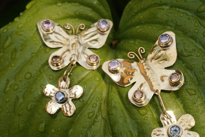 Butterfly Maiden Hair Pins: Brass Fairy Hair Clip with Cubic Zirconia
