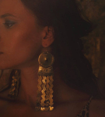 Akna Handmade Brass Aztec Earrings: Precolombino Fertility Amulet
