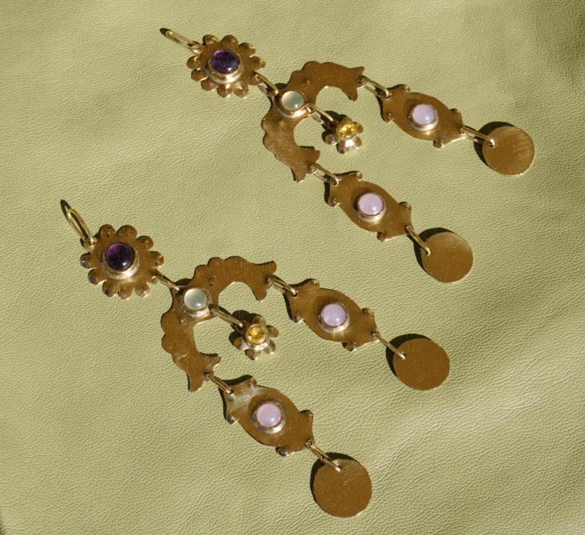 Moonflower Amethyst & Agate Hair Pins: Central Asia Tribal Braid Jewelry