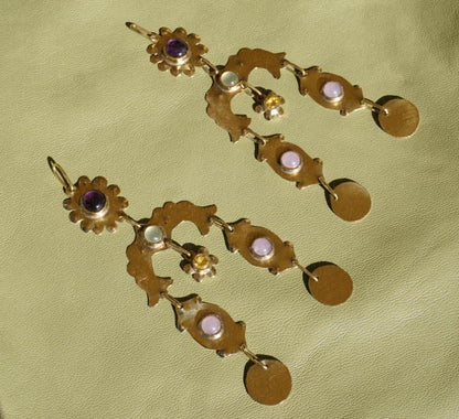 Moonflower Amethyst & Agate Hair Pins: Central Asia Tribal Braid Jewelry