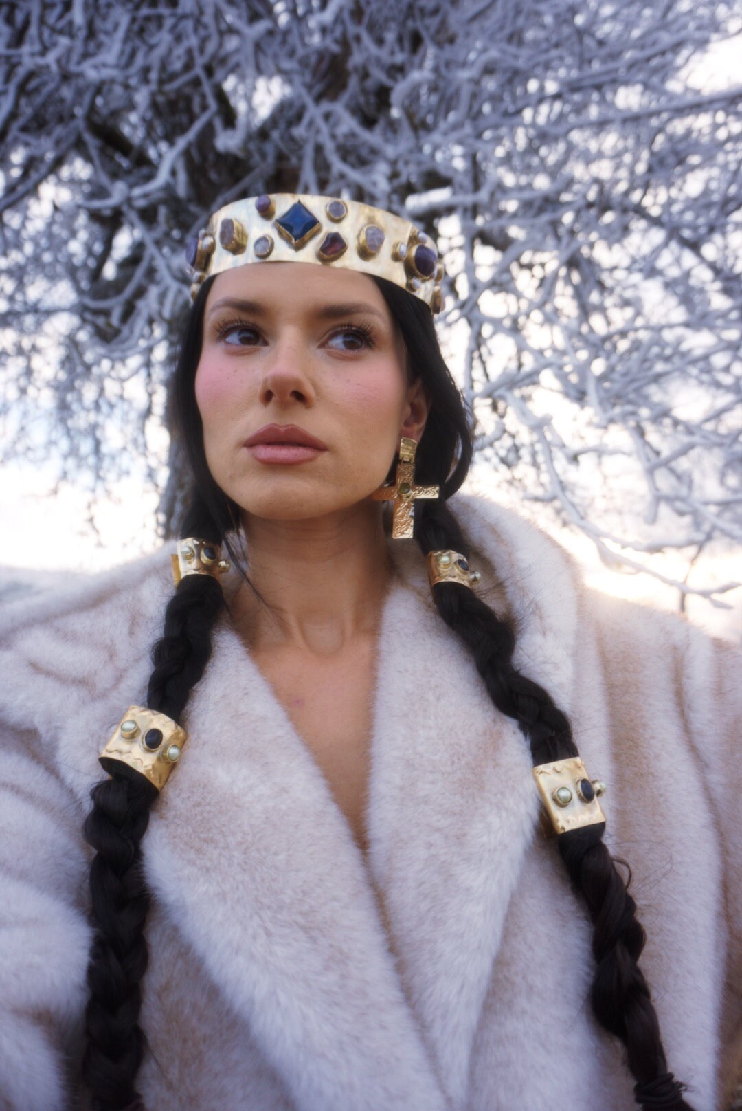 Brunhilda Medieval Crown: Historical Gemstone Headpiece,Winter Goddess Jewelry (PRE-ORDER)